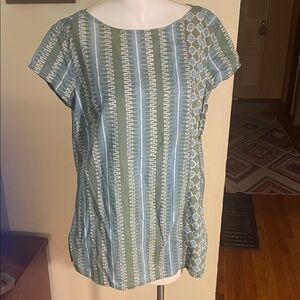 Fabindia Stylish Blue and Green Patterned Top with Pocket